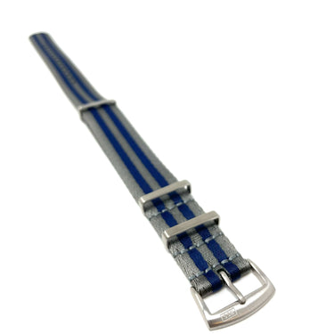 Seatbelt Military Style Strap - Grey Blue Stripe